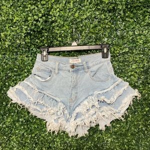 Vibrant Women's Light Blue Distressed Denim Shorts